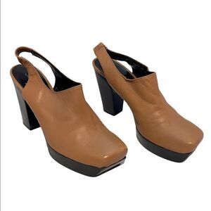 Rich Caramel Sexy Slingback Platform Pumps by Robert Clergerie of Paris Size 9.5
